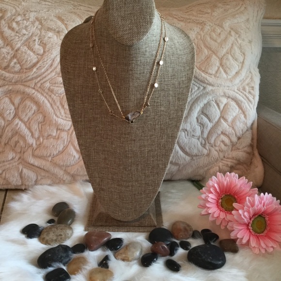RITA Gold Double Strand Disc & Agate Necklace RITA Gold Double Strand Disc & Agate Custom Creation Necklace
